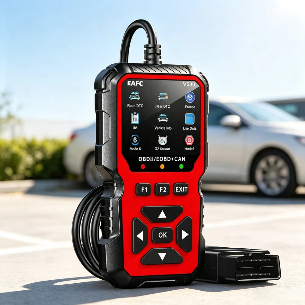 Escáner OBD2 V530 Herramienta de diagnóstico | Probador de batería, lector de códigos de falla del motor, datos en tiempo real, búsqueda de DTC, marco congelado, herramienta de escaneo