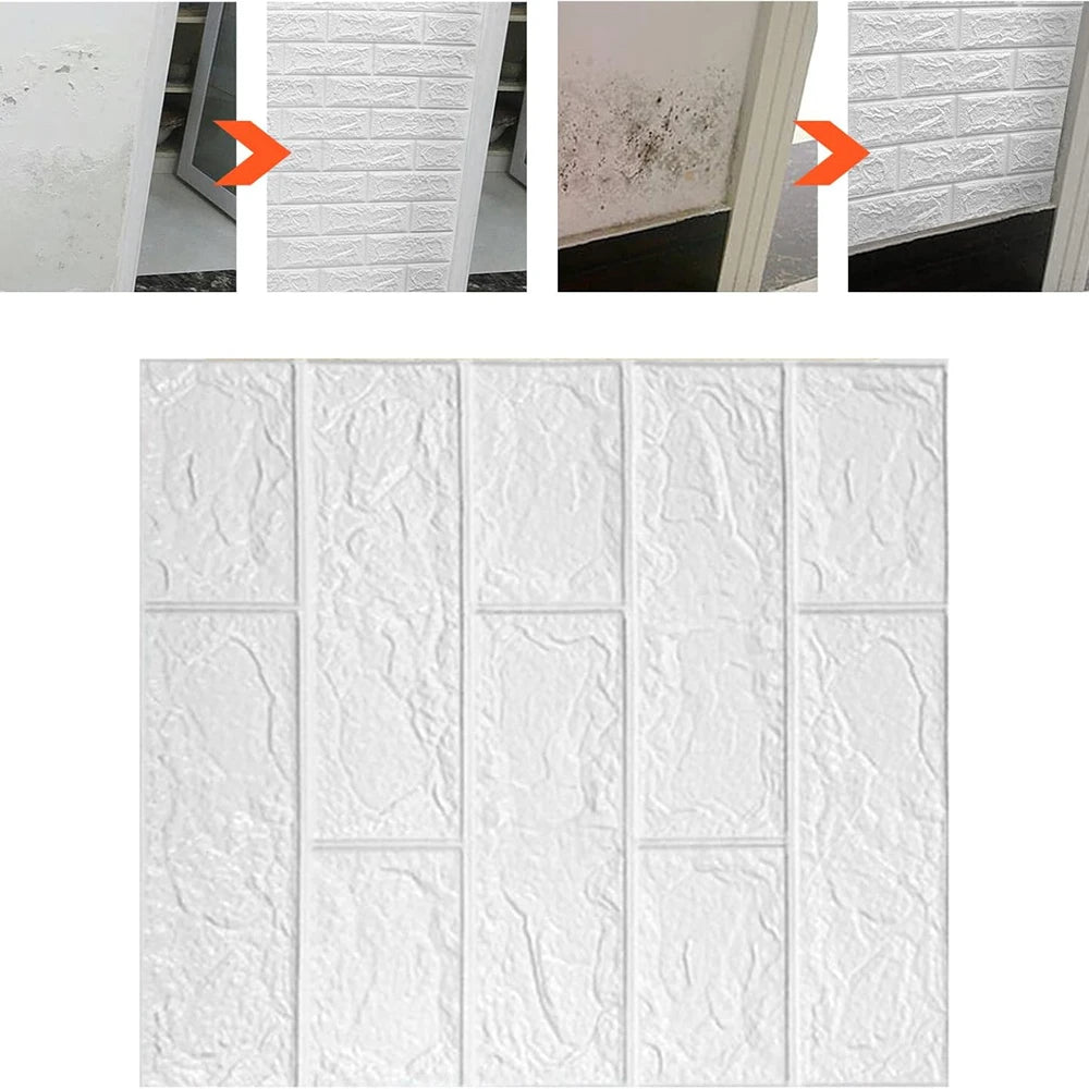 10 Pannelli murali 3D adesivi, carta da parati 3D autoadesiva, pannello per pareti effetto mattone ritagliabile per interni, soggiorno e camera da letto