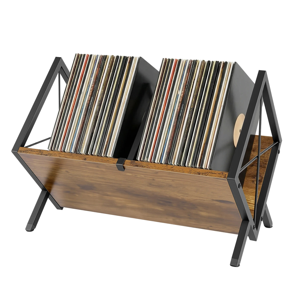 Vinyl Record Storage Holder, Retro Minimal Record Holder For LP Display, 80 LP Record Storage Holder Book Storage Rack Desktop Iron Bookshelf