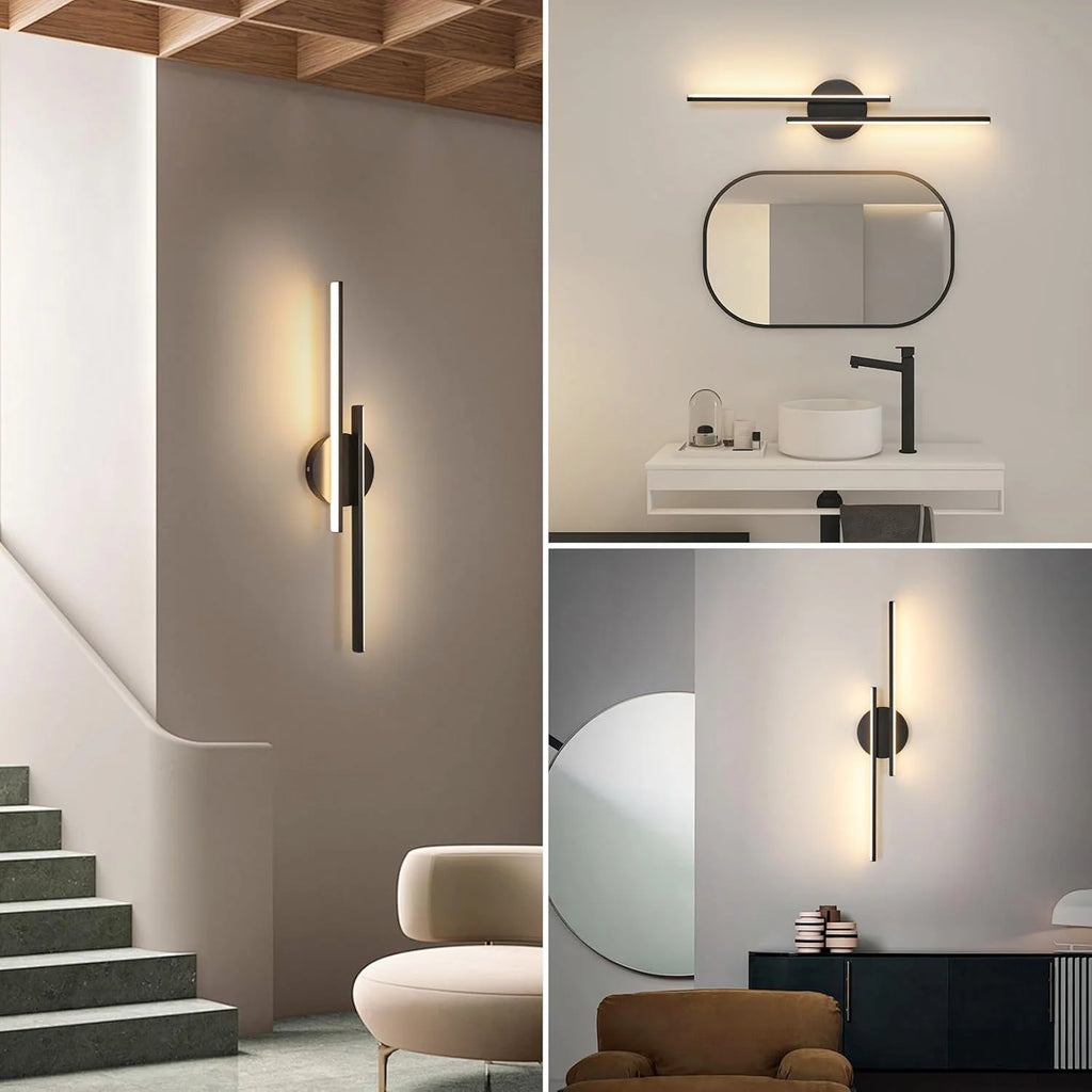 LED Interior Wall Sconce, 24W Modern Wall Light, LED Wall Light Warm White 3000K, Black Lighting LED Wall Light for Bedroom,