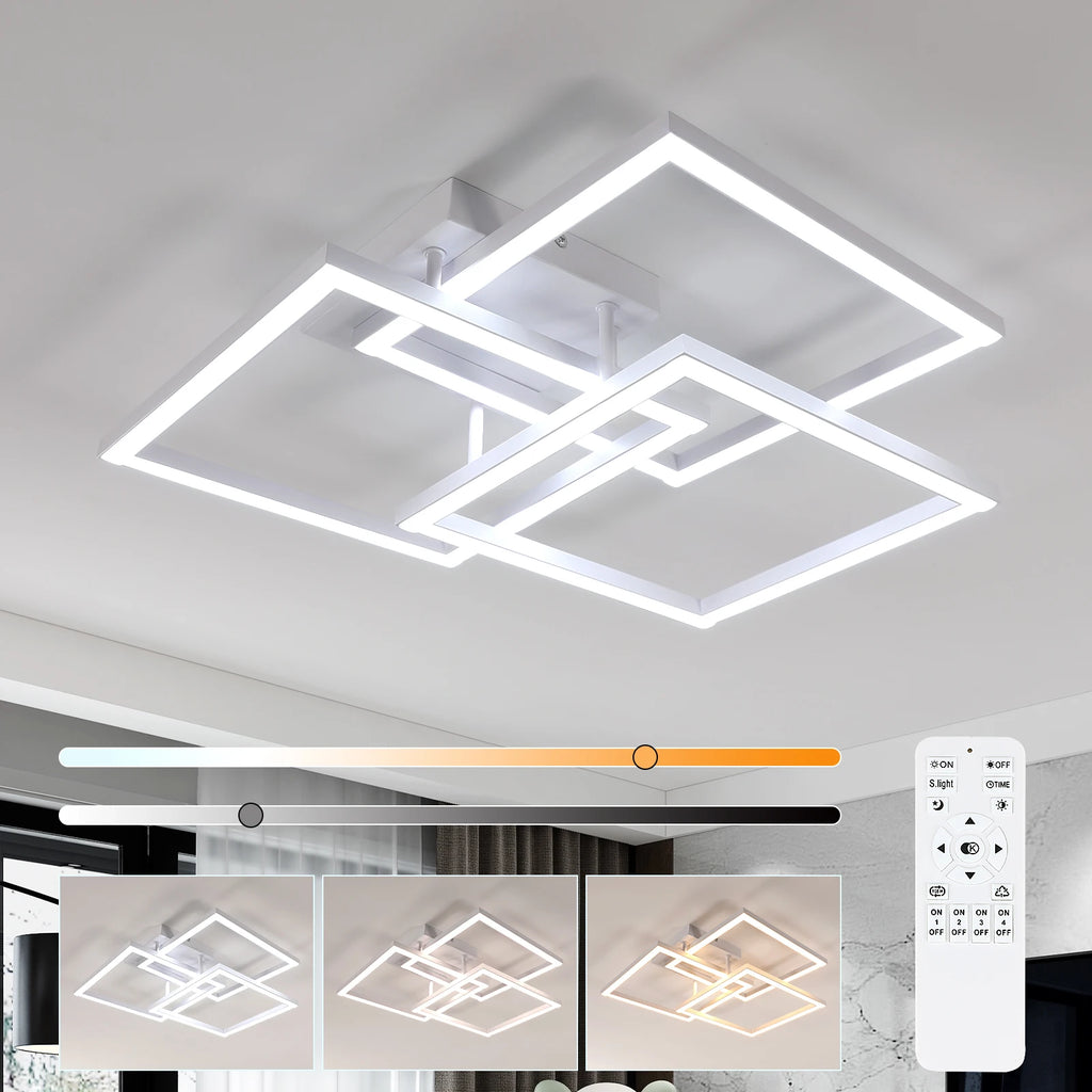 LED Ceiling Light, 40W Modern Square Dimmable Ceiling Lamp with Remote Control for Living Room Dining Room Bedroom