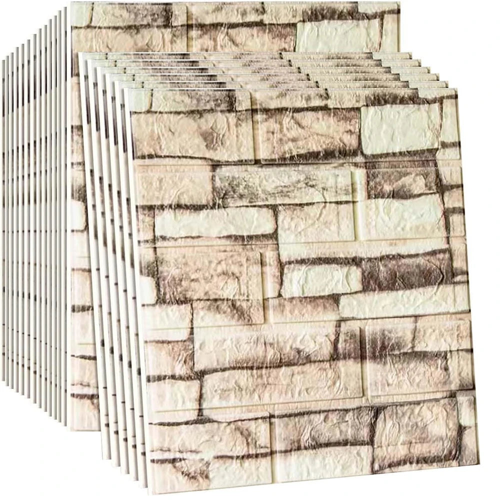 10 Pannelli murali 3D adesivi, carta da parati 3D autoadesiva, pannello per pareti effetto mattone ritagliabile per interni, soggiorno e camera da letto