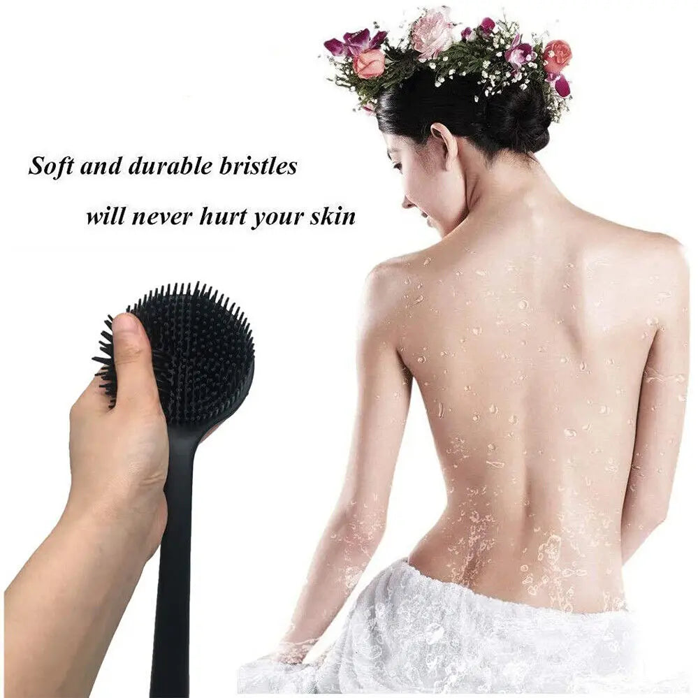Back Scrubber with Long Handle for Shower, Silicone Body Massage Brush for Bath Use, Soft Bristles Provide Gentle Exfoliation, Ergonomic Grip for Easy Reach, Lightweight and Quick-Drying Design, Suitable for Daily Cleansing a