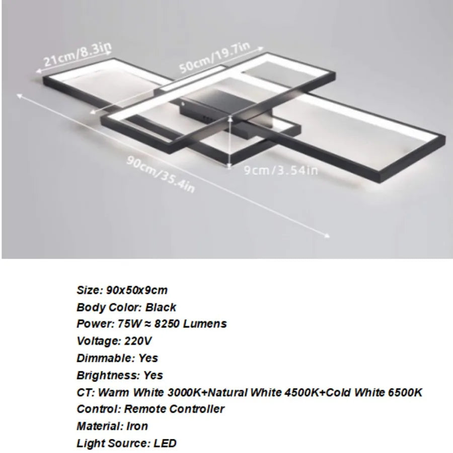 LED Ceiling Light, 40W Modern Square Dimmable Ceiling Lamp with Remote Control for Living Room Dining Room Bedroom