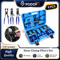 Podofo 9Pcs Wire Long Reach Hose Clamp Pliers Set Long Reach Flexible Wire Bend Type Plier Auto Fuel Oil Water Hose Clamp Remover Car Motor Repair Tools With Box Fuel Oil Water Hose Auto Tools