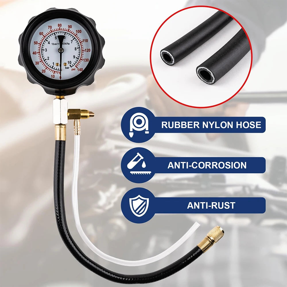 New TU-114 Fuel Injector Pump Pressure Tester 0-140PSI Fuel Injector Injection Pump Pressure Tester Gauge Kit Car Tools