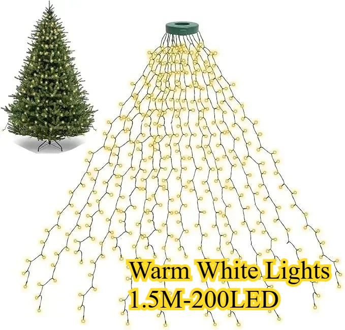 Led Christmas Tree Lights New Year's Garland String for Patio Garden 1.5M/2M/3M Waterfall Light Christmas Decoration 2025