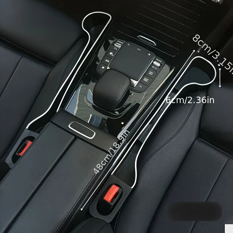 2 Pack Car Seat Gap Filler Organizer With Cup Phone Holder Prevent Items Falling Car Side Seat Storage Solution Black