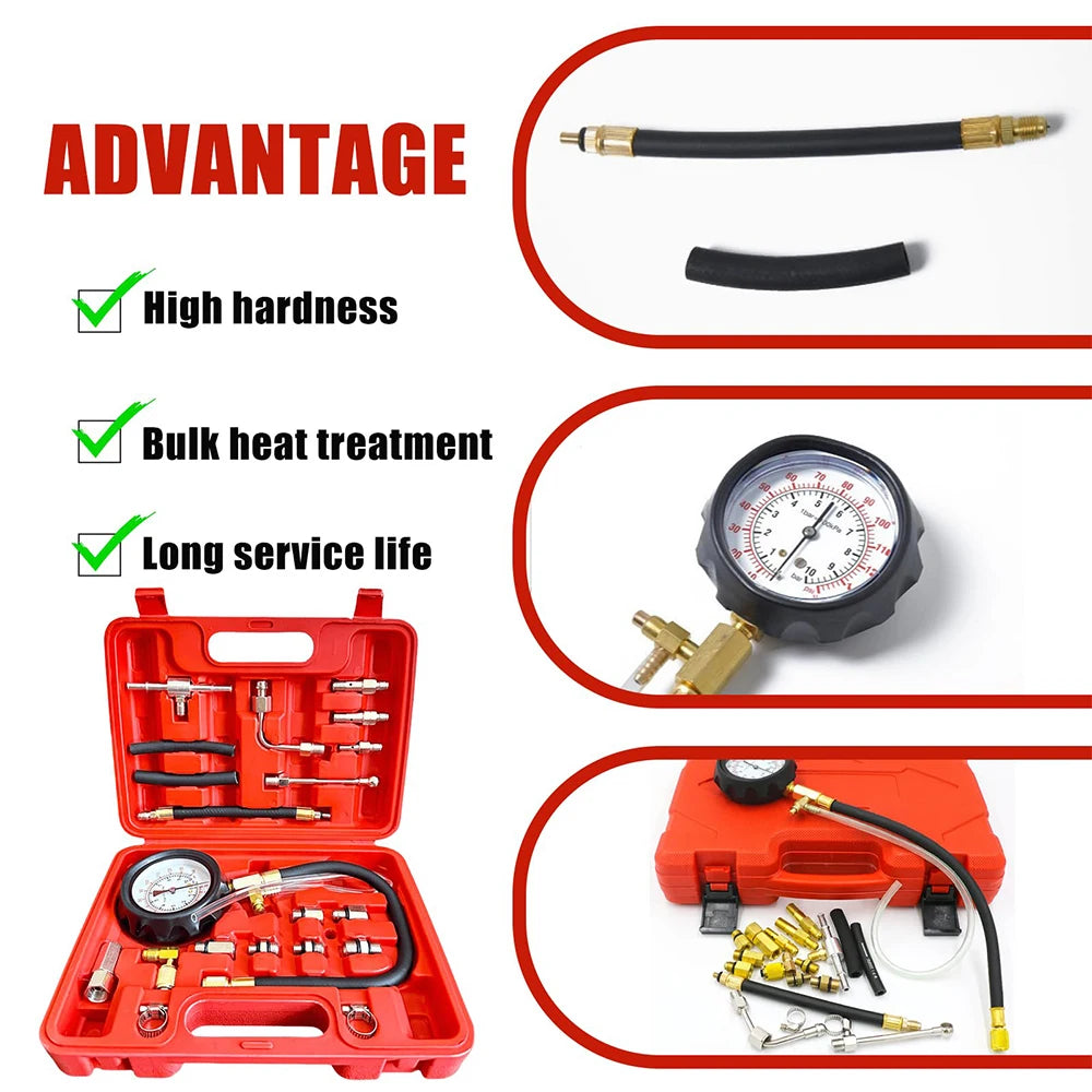 New TU-114 Fuel Injector Pump Pressure Tester 0-140PSI Fuel Injector Injection Pump Pressure Tester Gauge Kit Car Tools