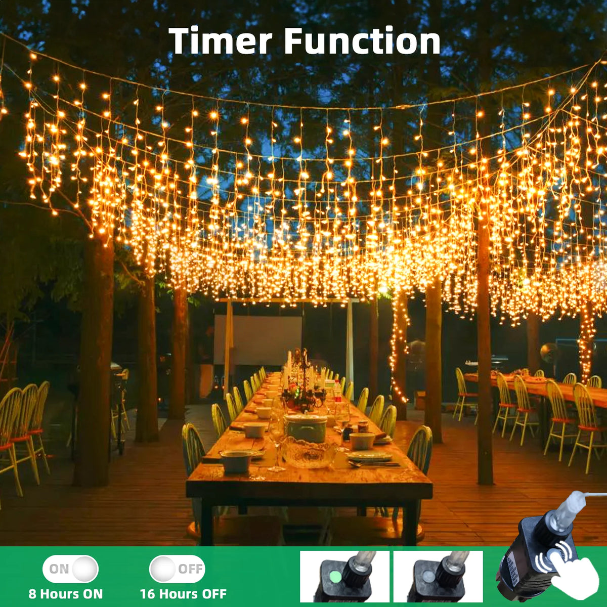17M/10M/7.5M String Lights LED Fairy Garland Christmas Lights Waterproof Snowproof 8 Modes DIY Lamp Decoration for Home Garden Wedding Birthday Party New Year Street with 10 Cable Ties (15cm Each)