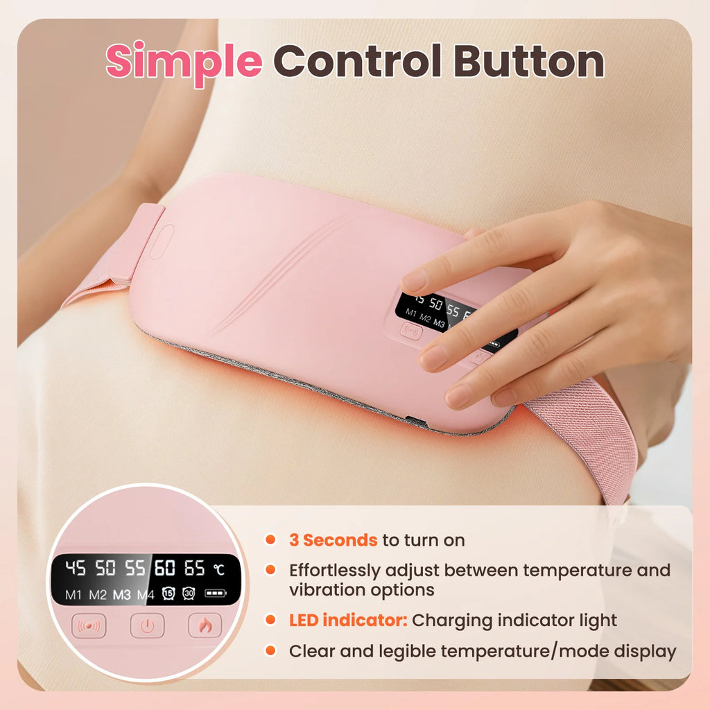 Ceinture de massage vibrante chauffante électrique, coussin chauffant intelligent pour le soulagement des douleurs menstruelles, pour femmes et hommes