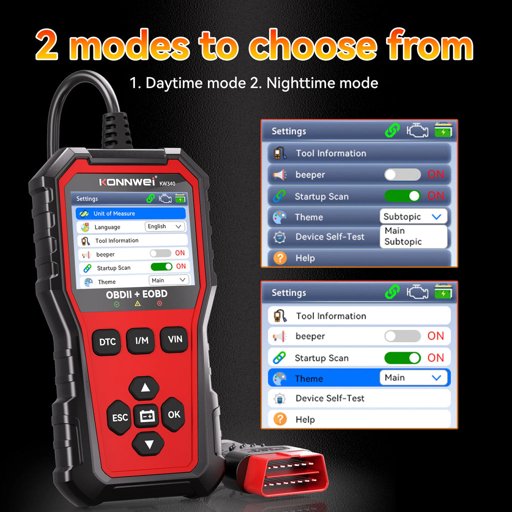 2026 KONNWEI KW340 OBD2 Vehicle Scanner Read Erase Fault Codes Diagnostic Report EVAP Test Auto Engine Trouble Code Reader