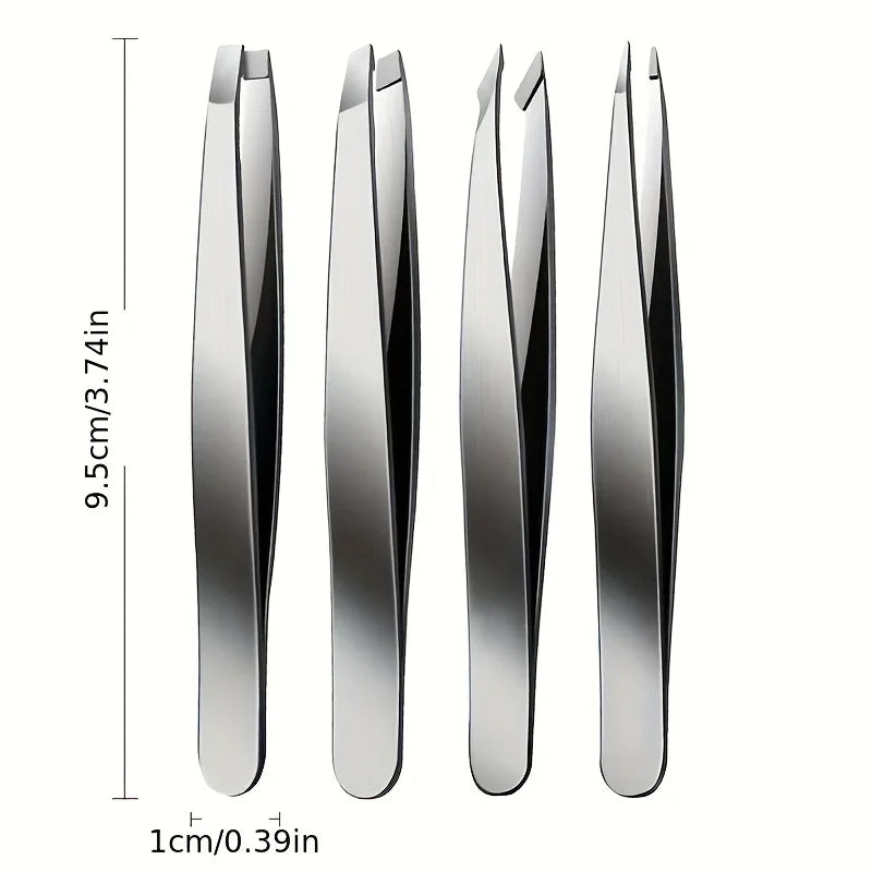 Ouriner Pince à épiler sourcils - Lot de 4 pinces à épiler en acier inoxydable - Outil de beauté professionnel pour poils du visage incarnés