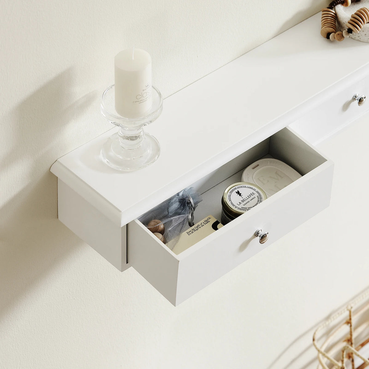 SoBuy FRG43-L Wall wardrobe with 3 drawers hanging wardrobe bathroom wardrobe wall shelf Wall wardrobe BHT approx.: 93x10x15cm