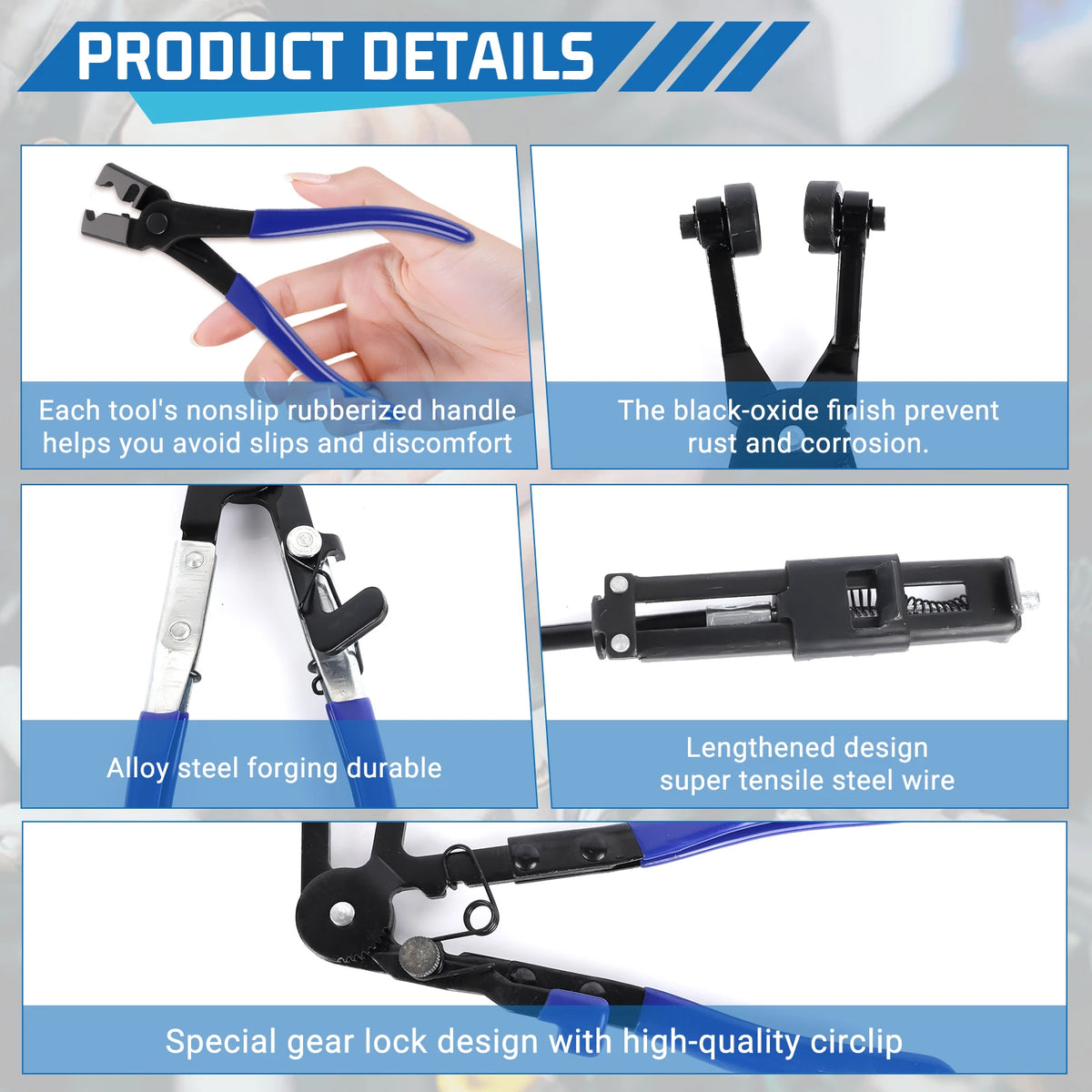 Podofo 9Pcs Wire Long Reach Hose Clamp Pliers Set Long Reach Flexible Wire Bend Type Plier Auto Fuel Oil Water Hose Clamp Remover Car Motor Repair Tools With Box Fuel Oil Water Hose Auto Tools