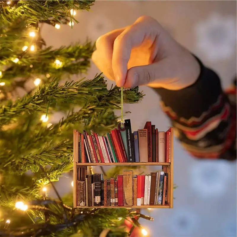 New Christmas Tree Shaped Bookshelf Pendant 24 Days Acrylic Book Decoration Advent Calendar Home Hangable Ornament gifts