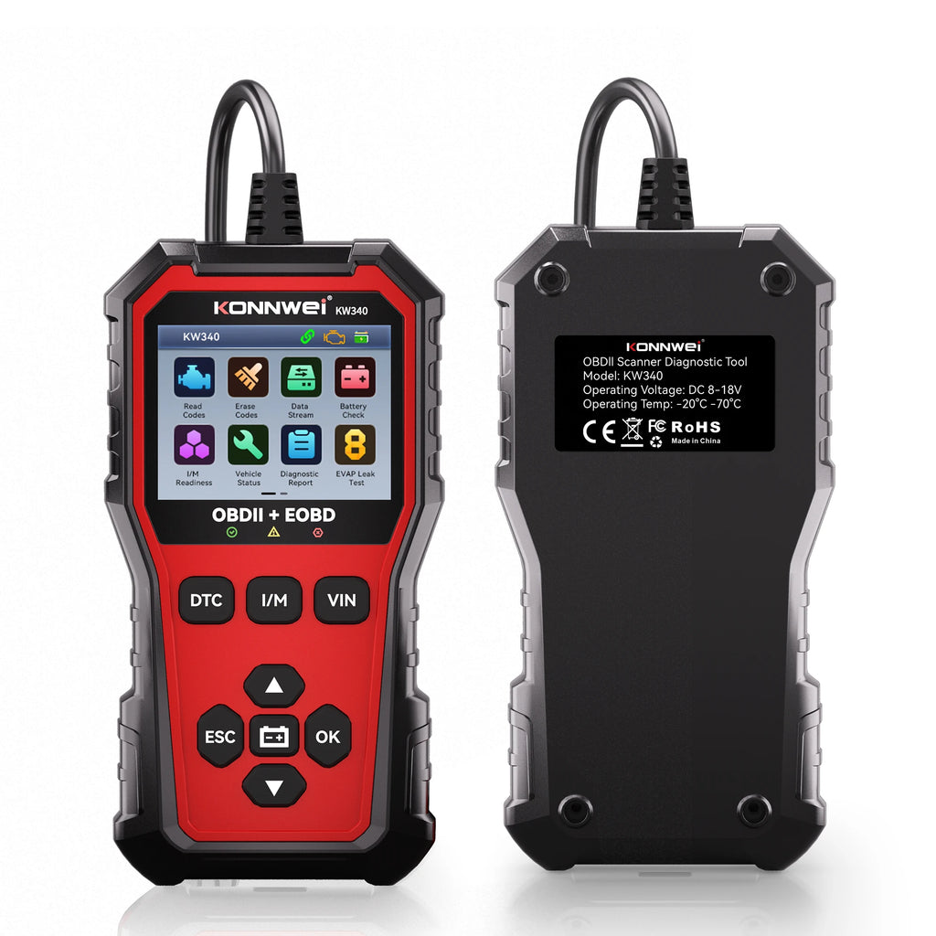 2026 KONNWEI KW340 OBD2 Vehicle Scanner Read Erase Fault Codes Diagnostic Report EVAP Test Auto Engine Trouble Code Reader