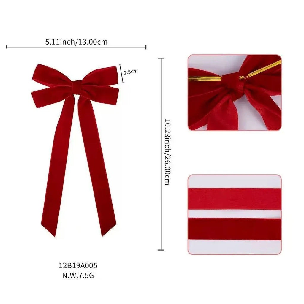 12 pieces of red velvet Christmas tree garlands - Festival gift loops for Christmas wreaths, decorations and folk handicrafts