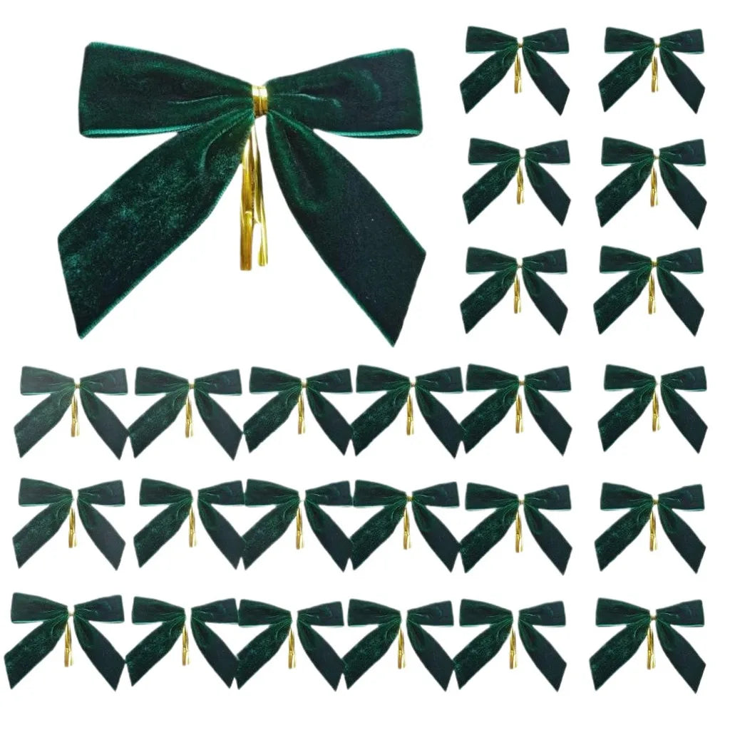 Christmas Tree Ornaments Three Dimensional Velvet Bow Decorations Velvet Bow Christmas Ornaments Handmade Bow Pendants For Tree