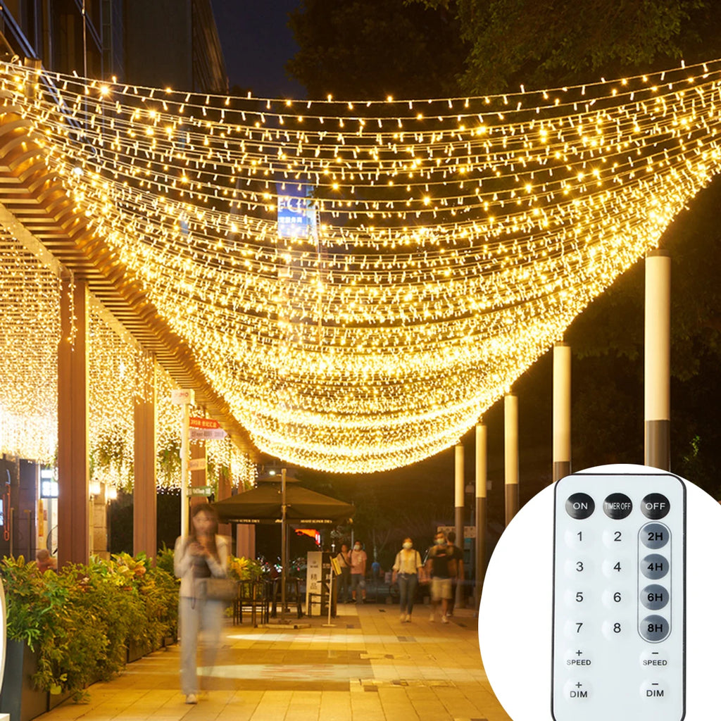 50M 100M String Lights LED Outdoor Fairy Garland Christmas Lights For Garden Terrace Tree Street Wedding Party Decoration