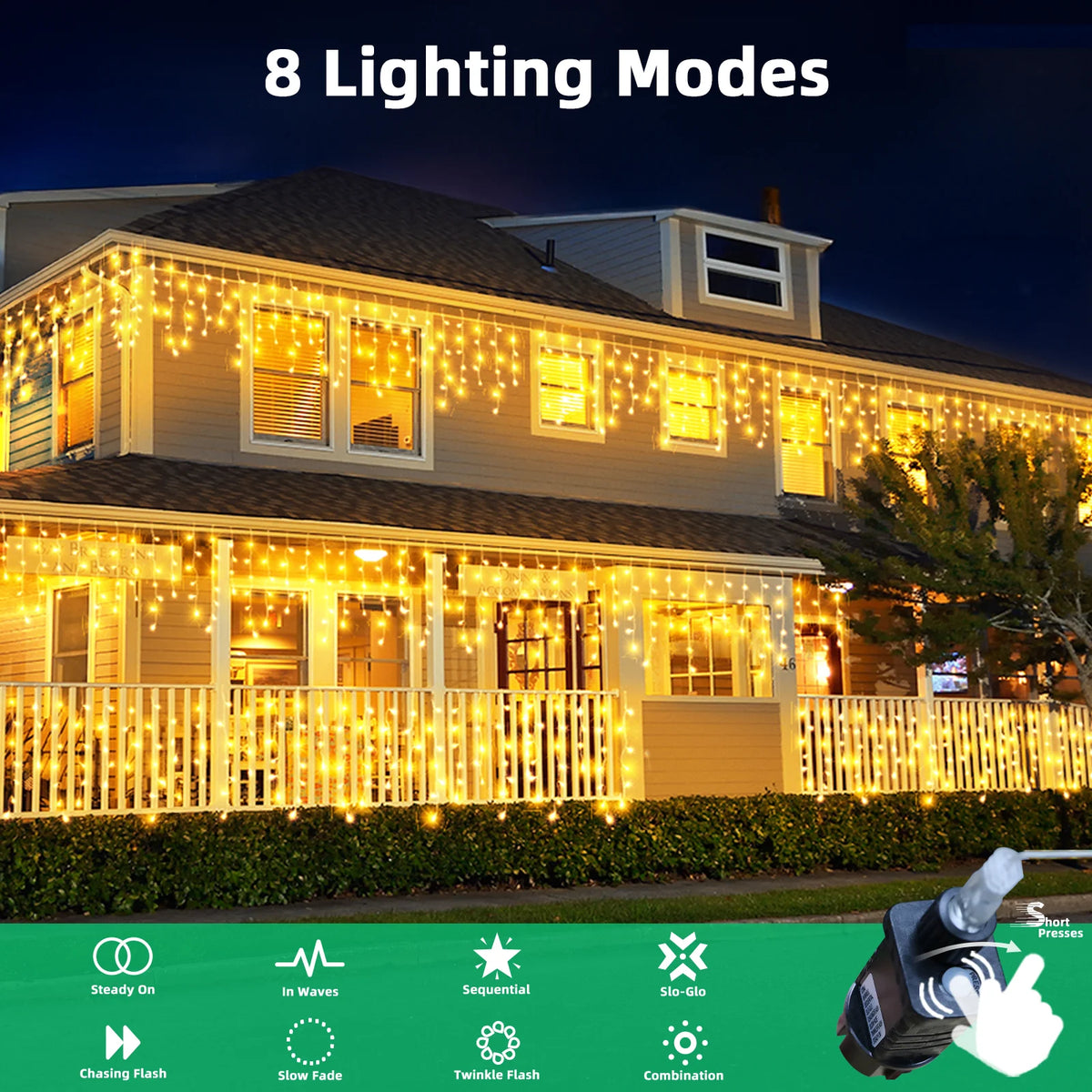 17M/10M/7.5M String Lights LED Fairy Garland Christmas Lights Waterproof Snowproof 8 Modes DIY Lamp Decoration for Home Garden Wedding Birthday Party New Year Street with 10 Cable Ties (15cm Each)