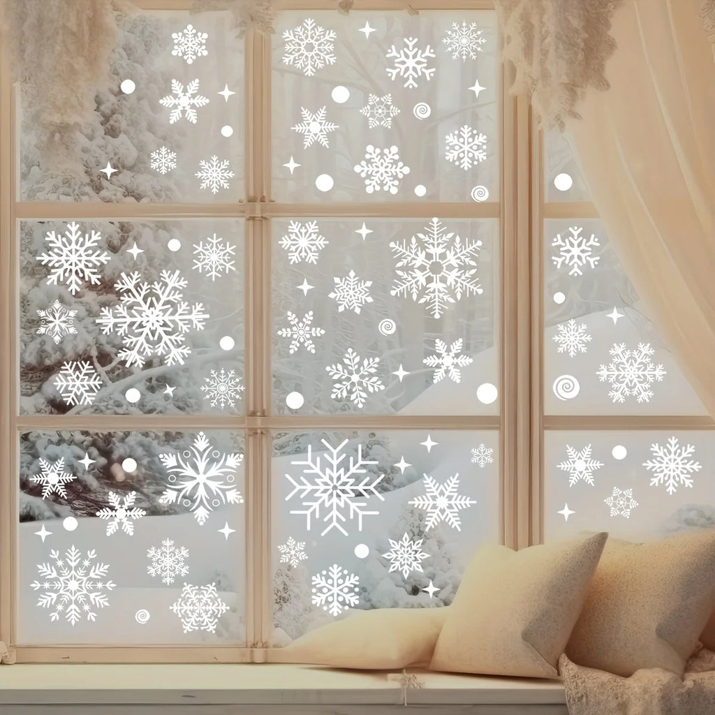 137 Christmas Snowflake Window Flowers - PVC Electrostatic Stickers for Glass - Reusable Winter Decorative Stickers