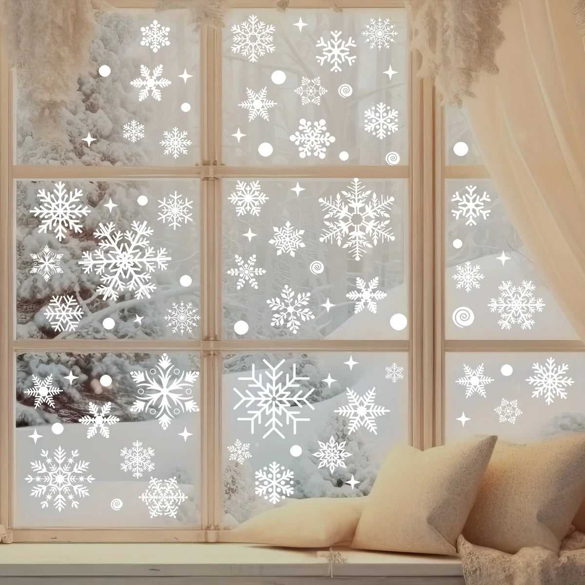 137 Christmas Snowflake Window Flowers - PVC Electrostatic Stickers for Glass - Reusable Winter Decorative Stickers