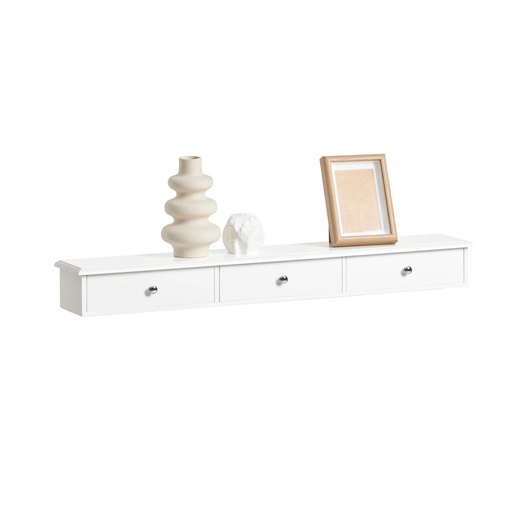 SoBuy FRG43-L Garde-robe murale avec 3 tiroirs, penderie suspendue, meuble de salle de bain, étagère murale, dimensions approx. : 93x10x15cm