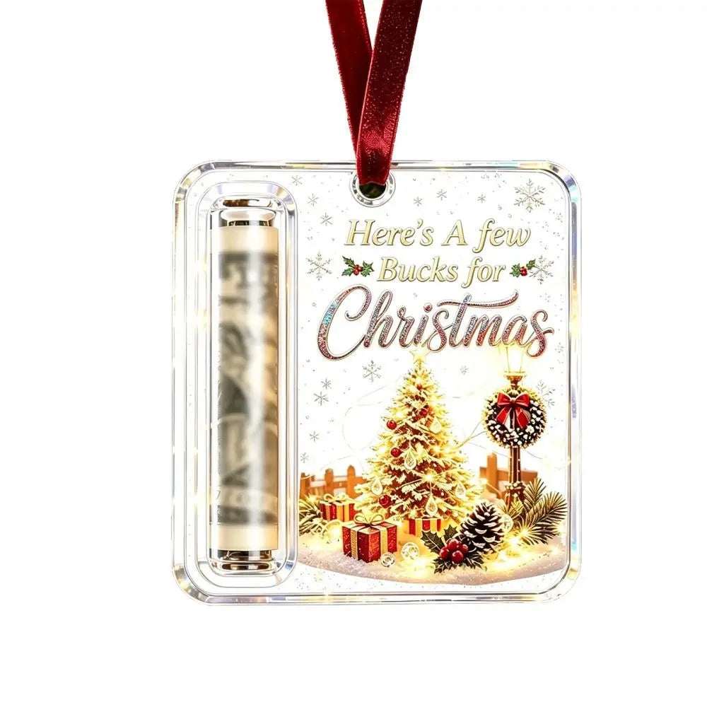 Acrylic Christmas Cash Gift Ornament Xmas Tree Decor Transparent Money Holder Ornament Creative Hanging Treat Holder Ornament