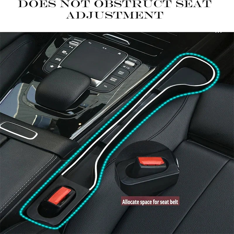 2 Pack Car Seat Gap Filler Organizer With Cup Phone Holder Prevent Items Falling Car Side Seat Storage Solution Black