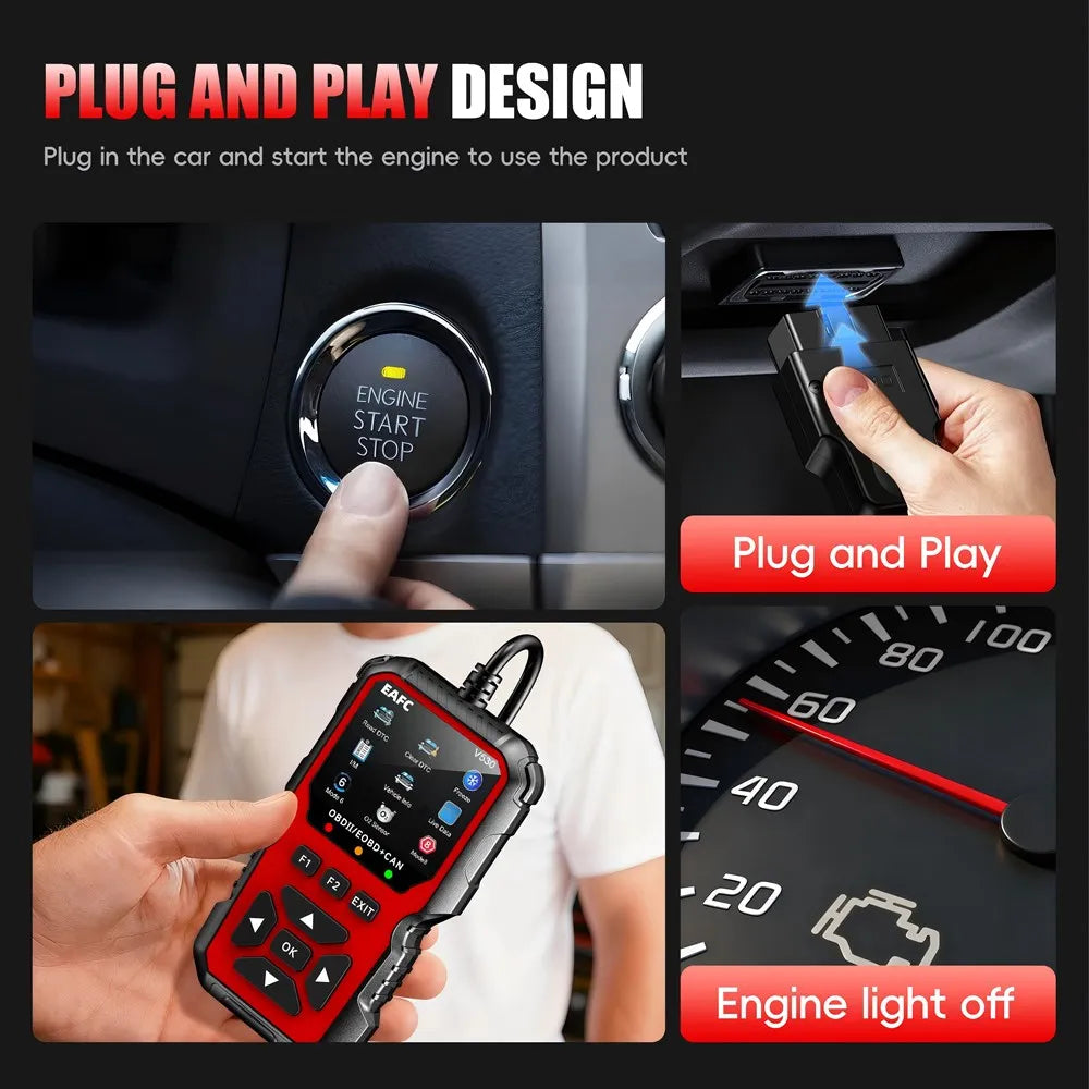 V530 Obd2 Scanner Diagnostic Tool | Battery Tester, Engine Fault Code Reader, Real-Time Data, Dtc Search, Frozen Frame, Scan Tool