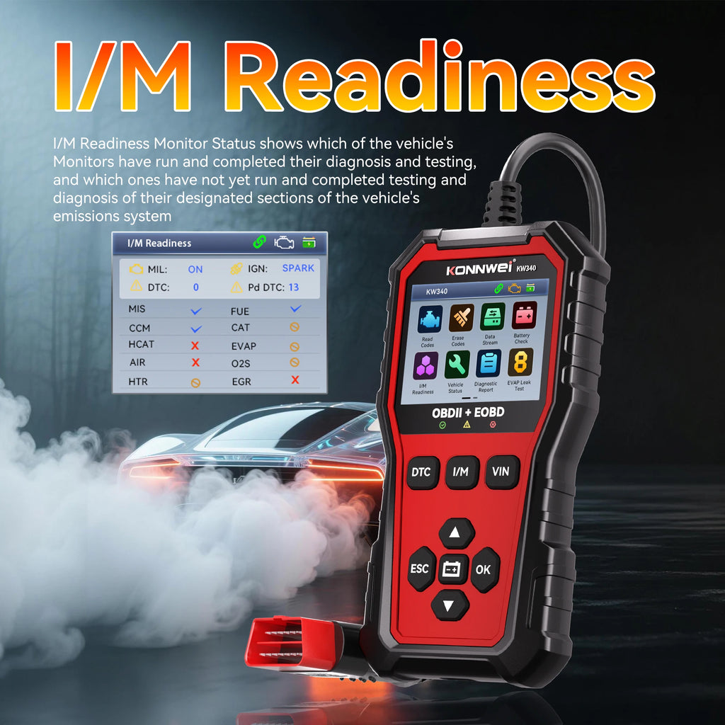 2026 KONNWEI KW340 OBD2 Vehicle Scanner Read Erase Fault Codes Diagnostic Report EVAP Test Auto Engine Trouble Code Reader