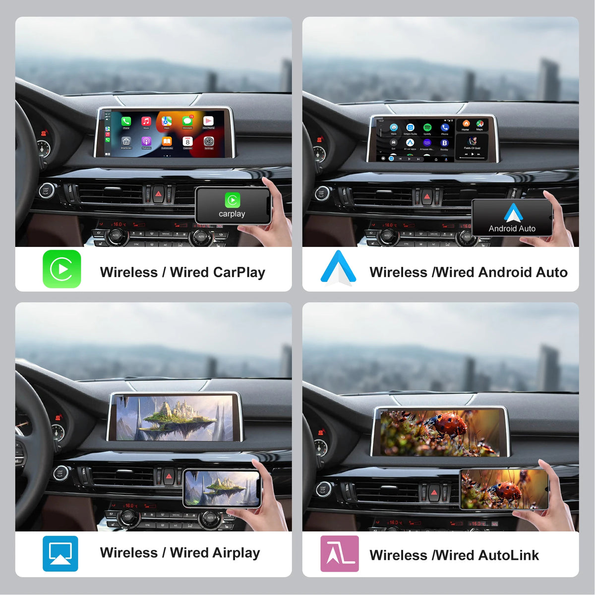 REEIIO For BMW X5 X6 F15 F16 F85 F86 F70 E71 E72 NBT CIC Wireless CarPlay Support for Android Auto AirPlay Mirroring Camera