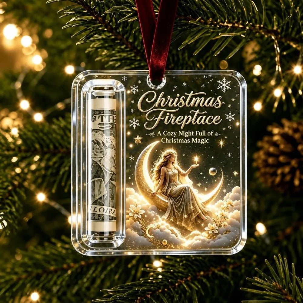 Acrylic Christmas Cash Gift Ornament Xmas Tree Decor Transparent Money Holder Ornament Creative Hanging Treat Holder Ornament