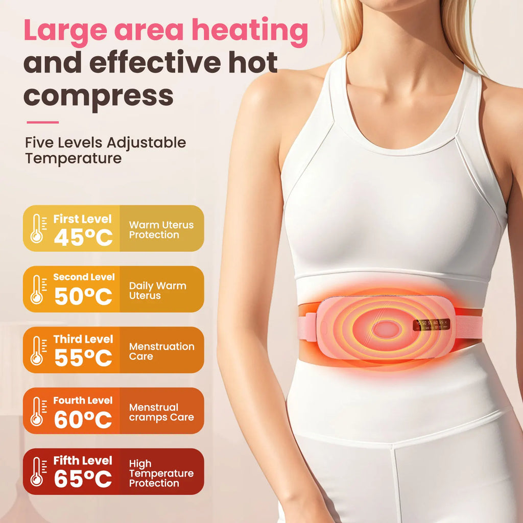 Ceinture de massage vibrante chauffante électrique, coussin chauffant intelligent pour le soulagement des douleurs menstruelles, pour femmes et hommes