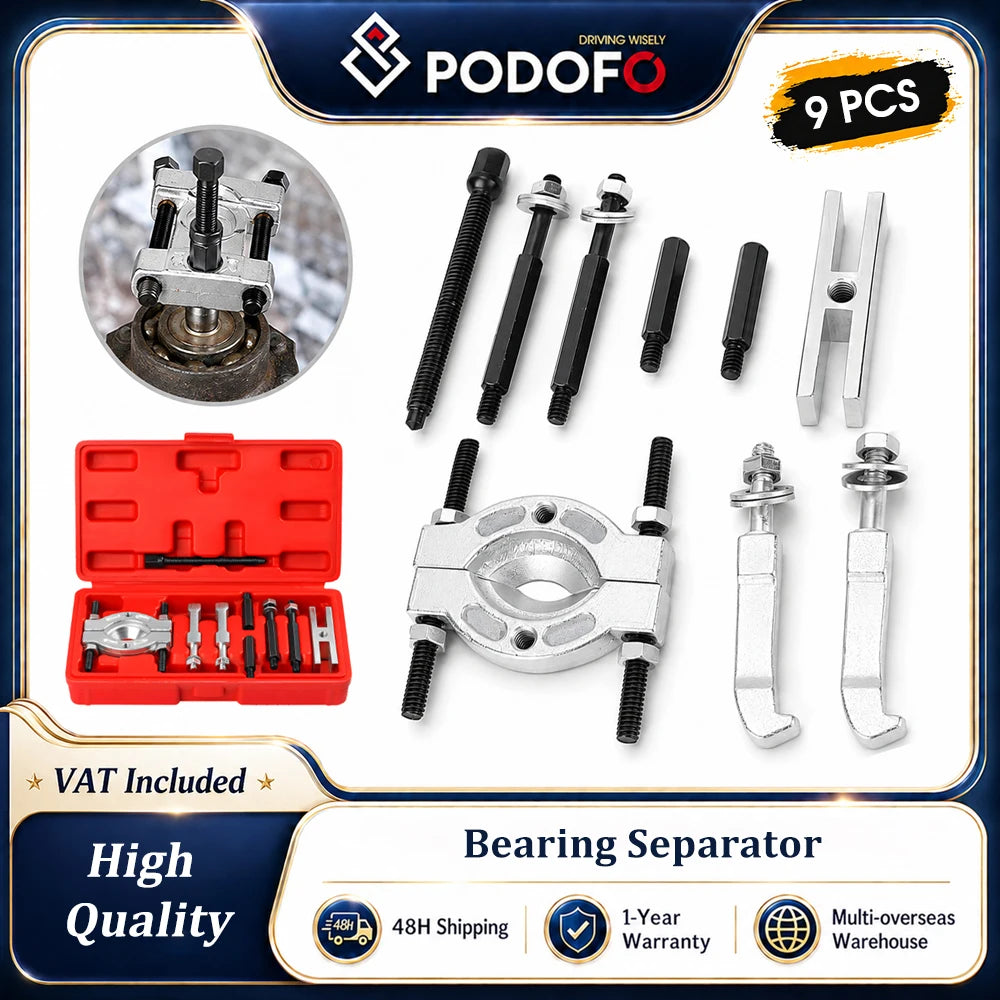Podofo 9PCS Portable Bearing Splitter Separator Puller Kit Car Bear Separator Puller Bearing Removal Tool Gear Puller Car Repair Tools