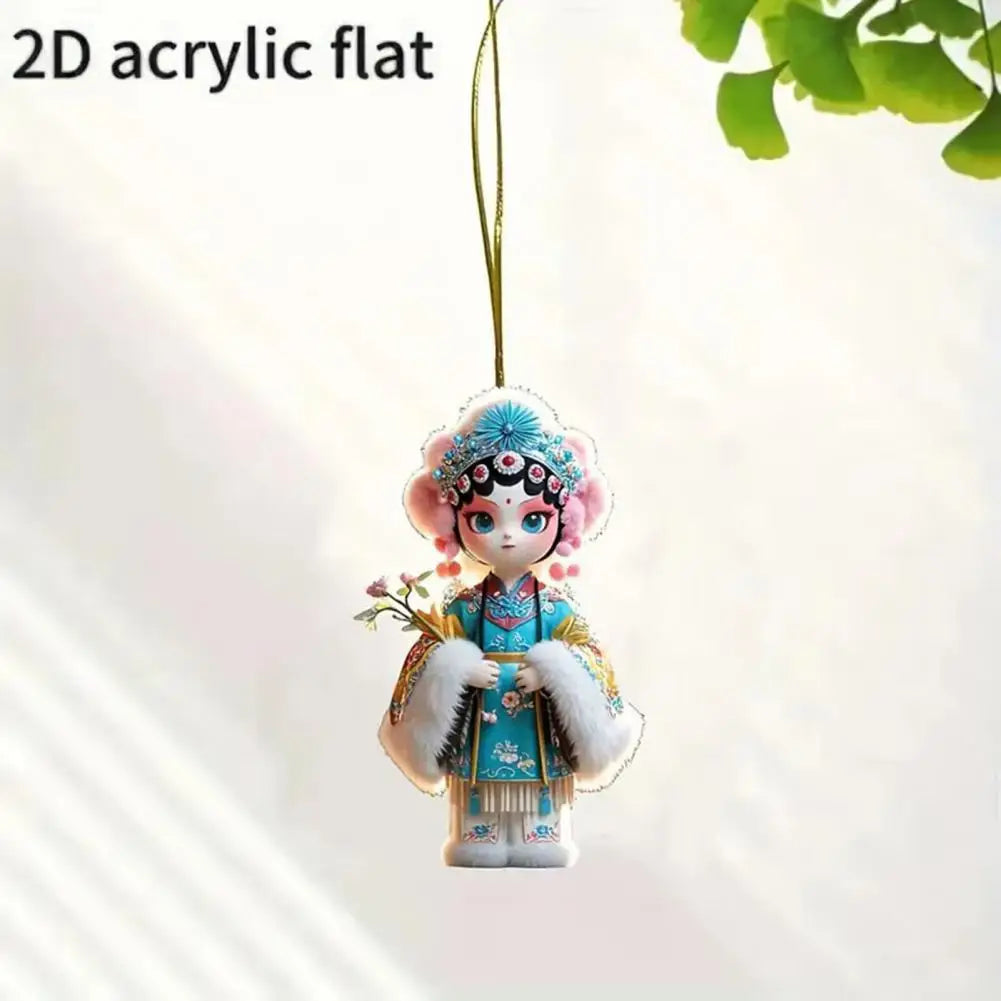 Chinese Opera Figurine Ornament Traditional Chinese Opera Girls Doll Hanging Decor 2D Acrylic Christmas Tree Ornament