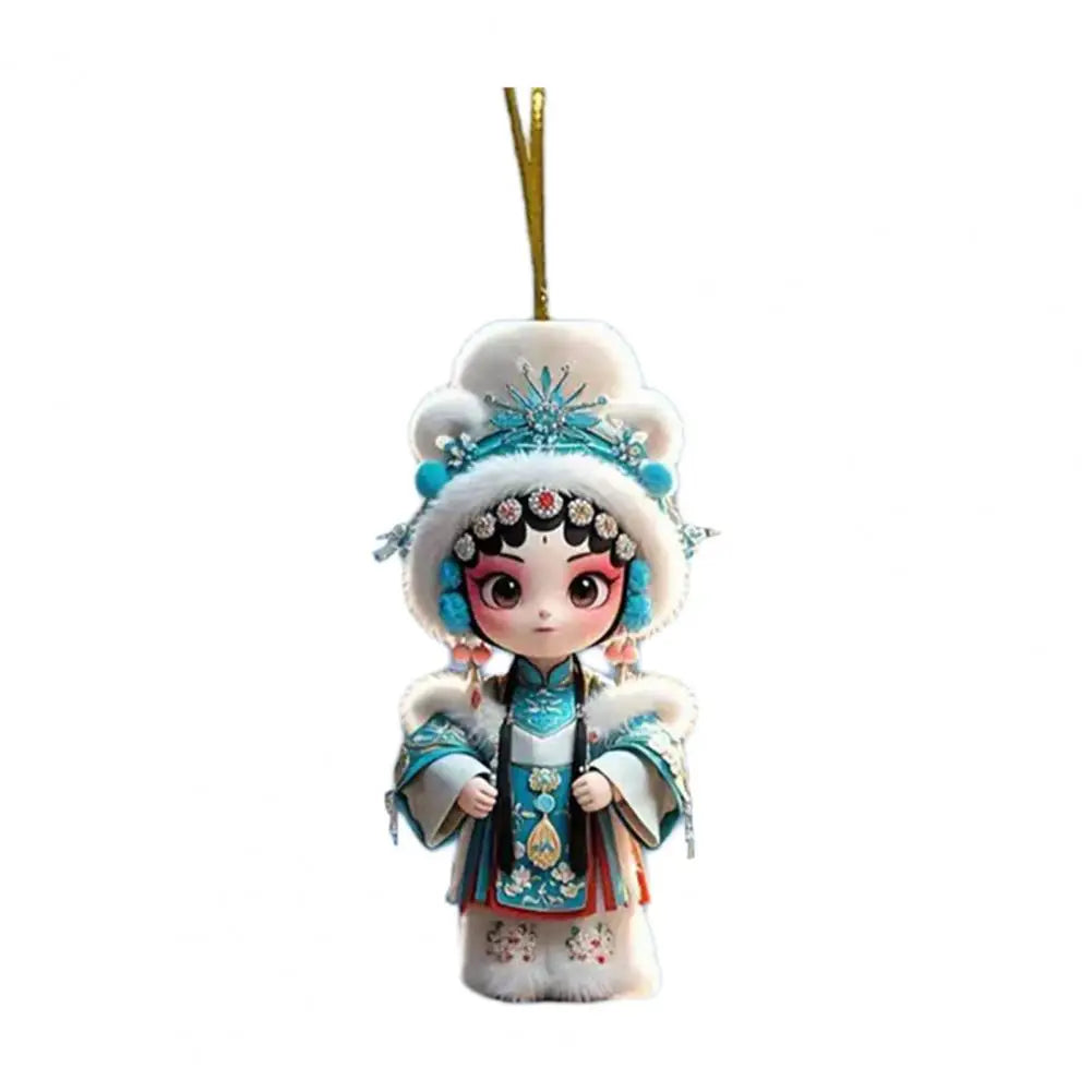 Chinese Opera Figurine Ornament Traditional Chinese Opera Girls Doll Hanging Decor 2D Acrylic Christmas Tree Ornament