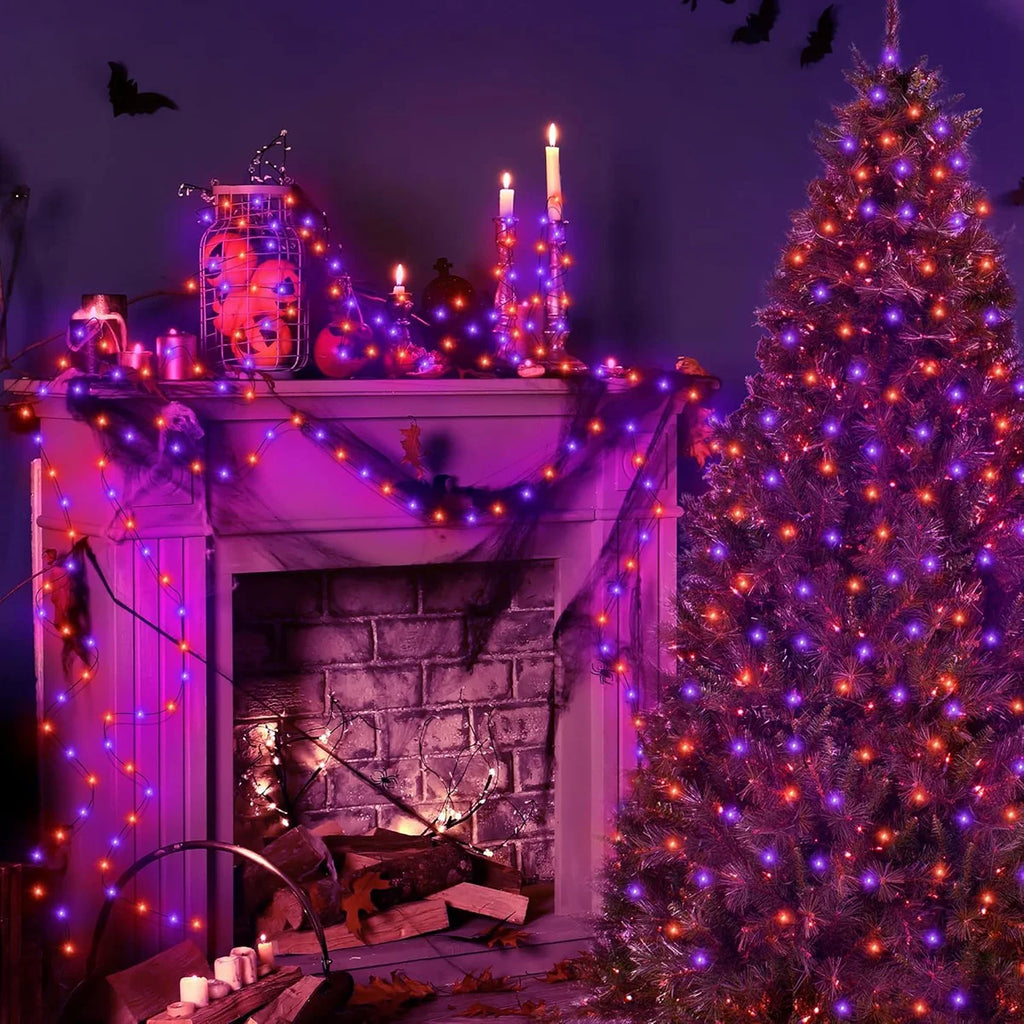 5M-20M LED Purple Orange String Light Fairy Outdoor USB Powered Halloween Lights For Christmas Party Garden Halloween Decoration