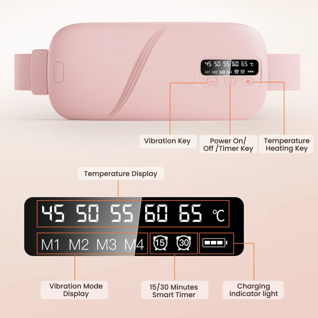 Ceinture de massage vibrante chauffante électrique, coussin chauffant intelligent pour le soulagement des douleurs menstruelles, pour femmes et hommes