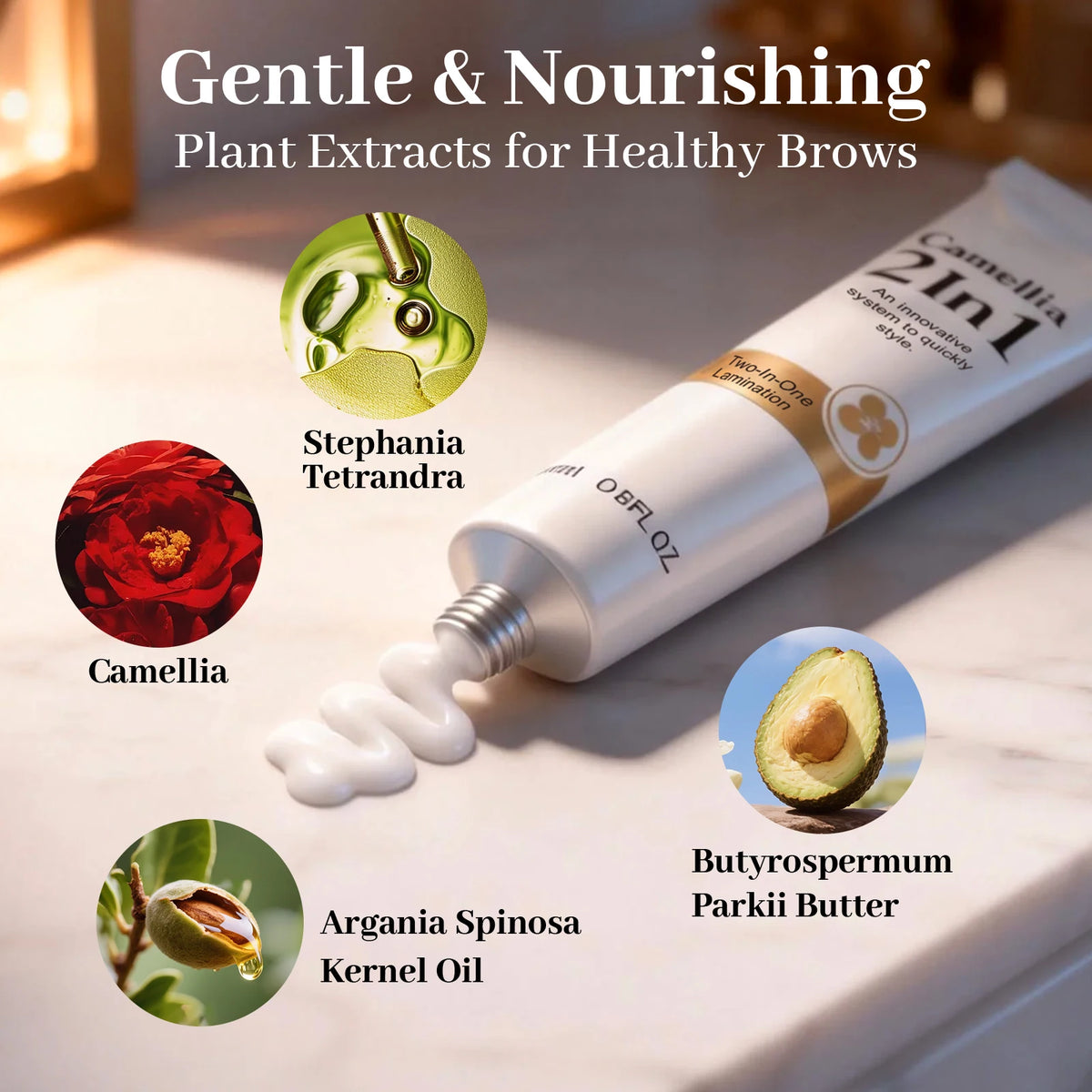 ICONSIGN Camellia 2 IN 1 Eyebrow Fast Perming Brow Mascara Cream Waterproof Long Lasting 60 to 90 Days Comestic Makeup