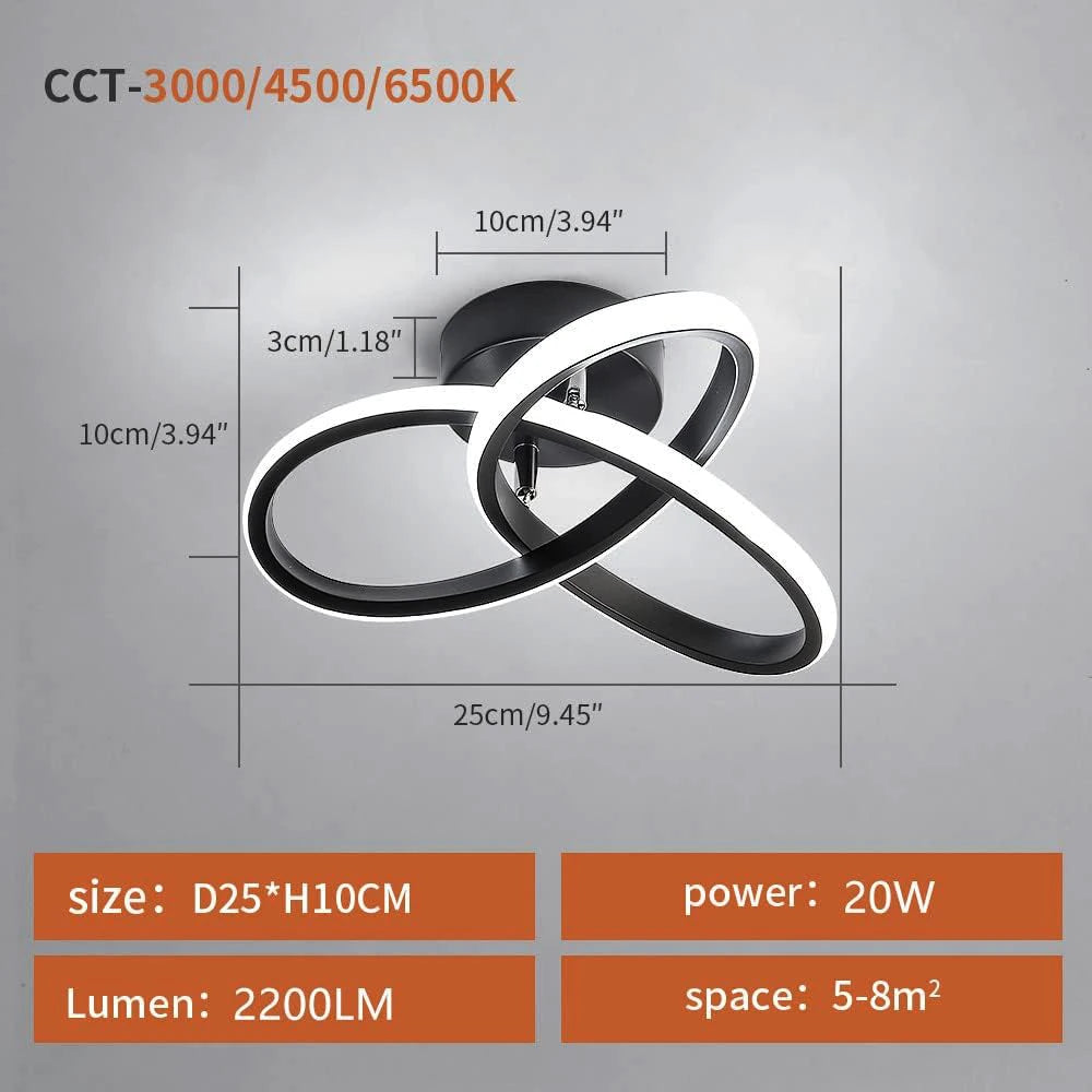 Modern Led Ceiling Lamp Led Ceiling Light 22W 2200Lm for Bedroom Dining Room Kitchen Hallways Living Room, Diameter 25cm