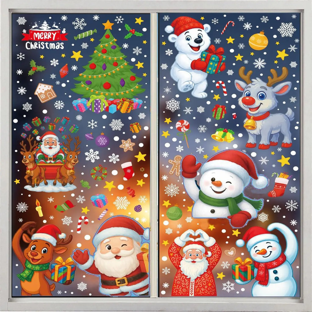 Christmas Window Pictures, 9 Sheets Self-Adhesive Christmas, Window Decoration, Window Stickers, Window Cling, Window Decoration, Christmas Window Stickers, Santa Claus For Decoration, Christmas
