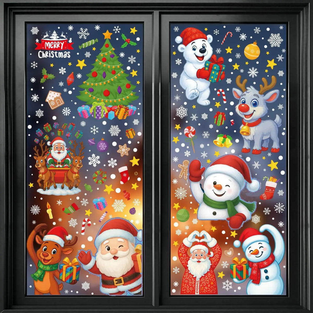 Christmas Window Pictures, 9 Sheets Self-Adhesive Christmas, Window Decoration, Window Stickers, Window Cling, Window Decoration, Christmas Window Stickers, Santa Claus For Decoration, Christmas