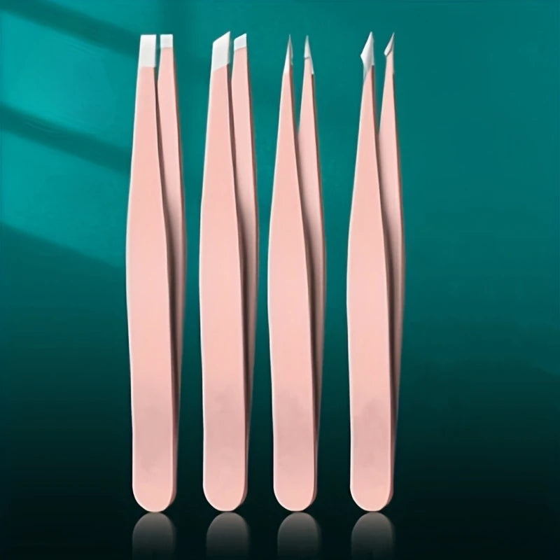Ouriner Pince à épiler sourcils - Lot de 4 pinces à épiler en acier inoxydable - Outil de beauté professionnel pour poils du visage incarnés