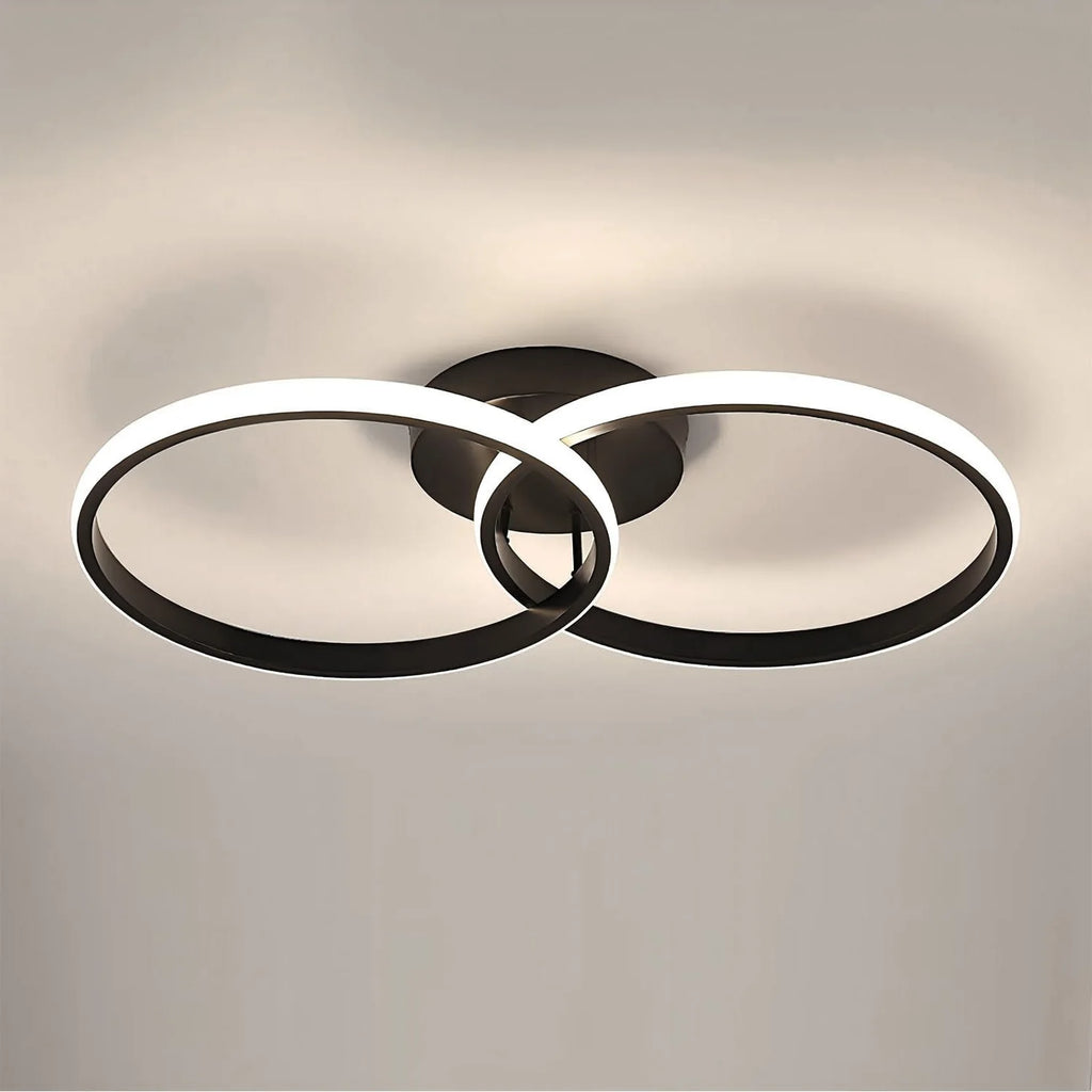 Ceiling Light Modern LED Black Double Ring Ceiling Lamp Natrual Light 4000K Lighting Fixtures for Bedroom Kitchen Living Room St