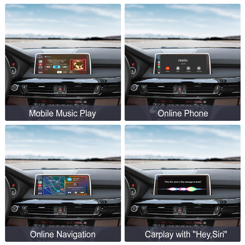 REEIIO For BMW X5 X6 F15 F16 F85 F86 F70 E71 E72 NBT CIC Wireless CarPlay Support for Android Auto AirPlay Mirroring Camera