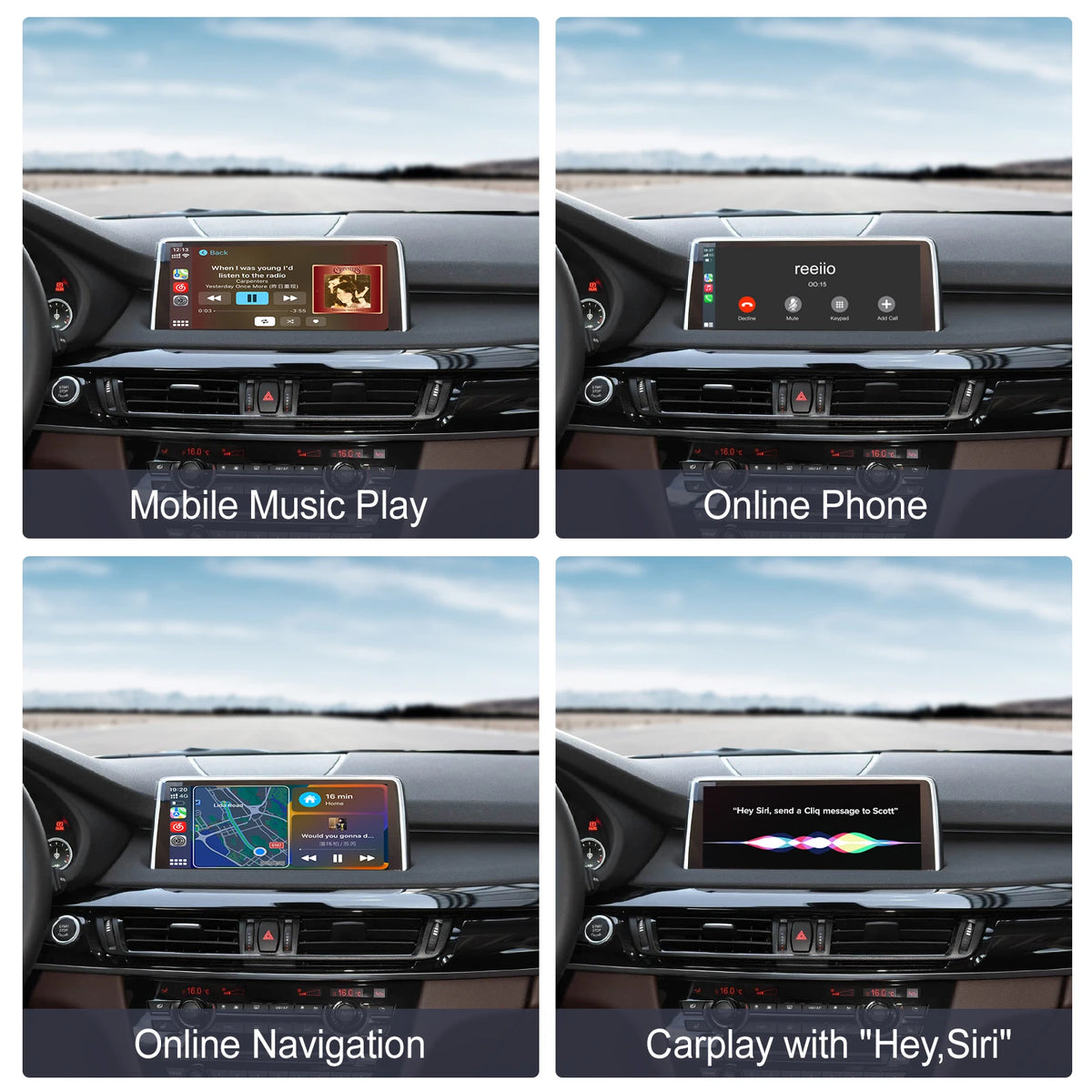 REEIIO For BMW X5 X6 F15 F16 F85 F86 F70 E71 E72 NBT CIC Wireless CarPlay Support for Android Auto AirPlay Mirroring Camera