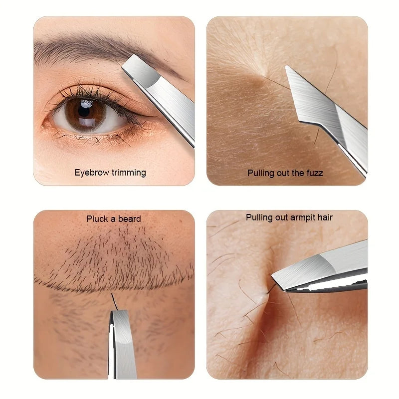 Ouriner Pince à épiler sourcils - Lot de 4 pinces à épiler en acier inoxydable - Outil de beauté professionnel pour poils du visage incarnés