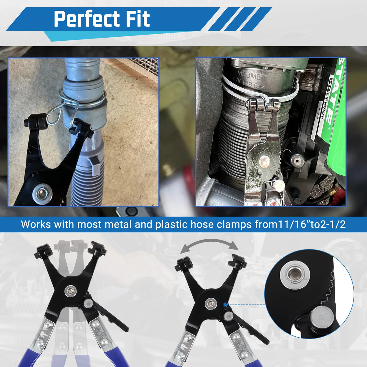 Podofo 9Pcs Wire Long Reach Hose Clamp Pliers Set Long Reach Flexible Wire Bend Type Plier Auto Fuel Oil Water Hose Clamp Remover Car Motor Repair Tools With Box Fuel Oil Water Hose Auto Tools